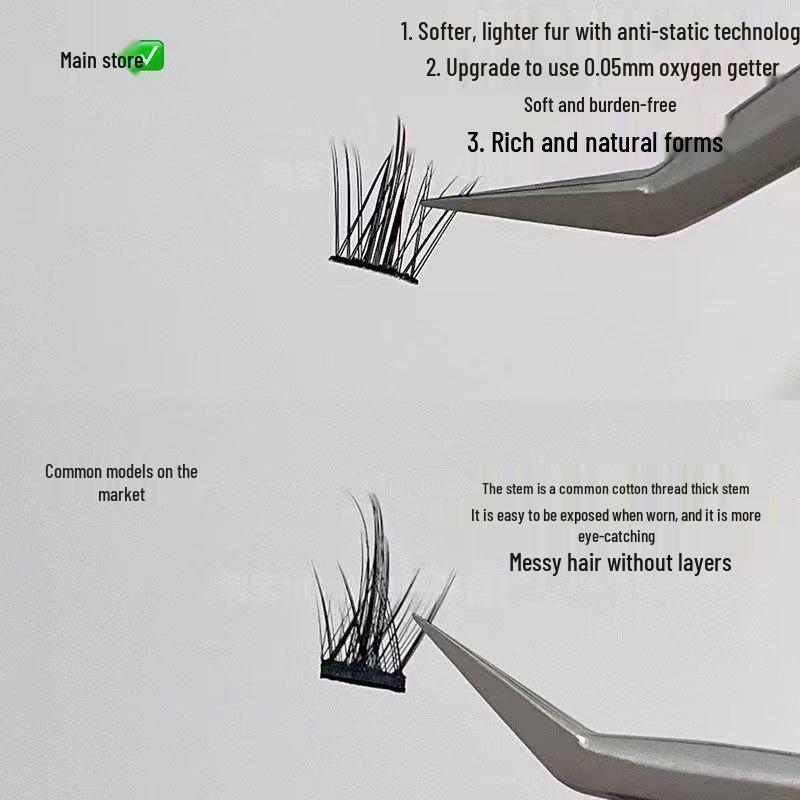 Lazy Person's Trilogy: Glue-Free False Eyelashes - Natural Clusters for Manga Look, High-Volume Beginner Lashes