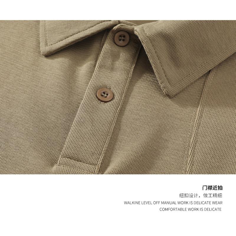 Men Turn Down Collar Short Sleeve Polo Shirt Splice Detail Loose Casual Business Daily Tops
