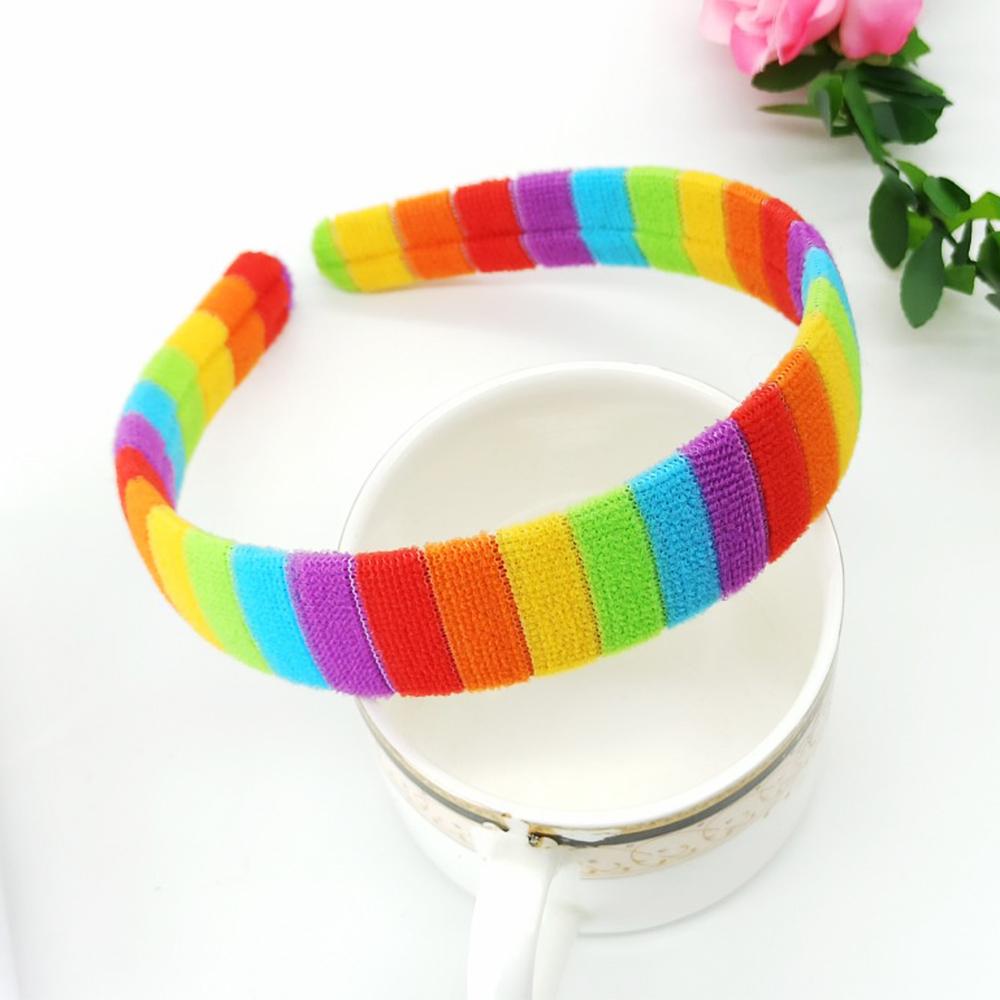 Rainbow Headbands For Women Cotton Party Cartoon Hair Hoop Anti-skid Satin Cute DIY Headwear Hair Accessories