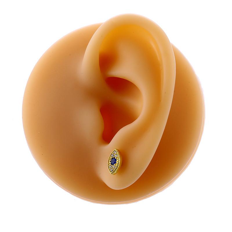 Light Luxury Zircon Heart Eyes Screw Earrings Stainless Steel Small Barbell Style Stud Ear Jewelry Party Gifts For Women Girls