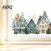 Transparent Decorative Film Christmas Winter Village Static Window Clings, Snowflake Snow House Wonderland Decals Stickers, Removable for Xmas