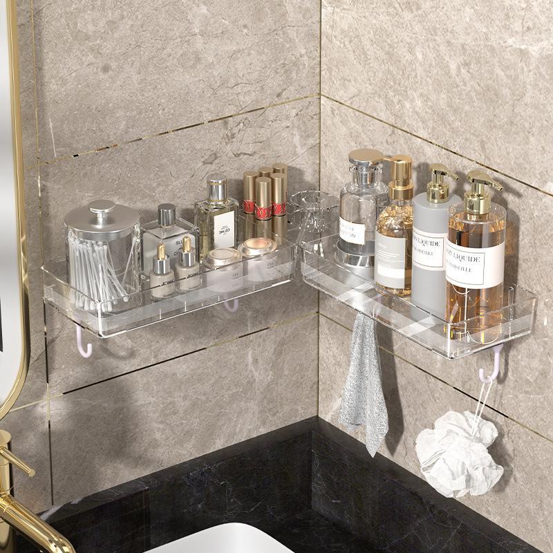 Universal corner shelf light luxury bathroom bathroom desktop organizer vanity wall mounted non-perforated cosmetic storage box