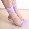1 Par Verano Primavera Damas Ultradelgados Bordado de Encaje Seda Transparente Vidrio Cristal Elásticos Calcetines Suaves Elásticos Transpirables para Mujer