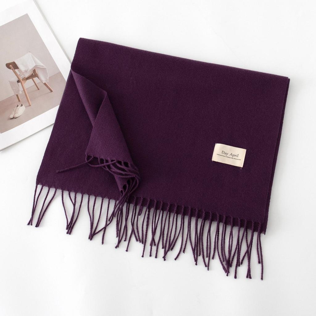 Cashmere Feel Solid Color Scarf for Women Imitation Cashmere Autumn and Winter Atmosphere Korean Style Versatile Mid Length Shawl Scarf