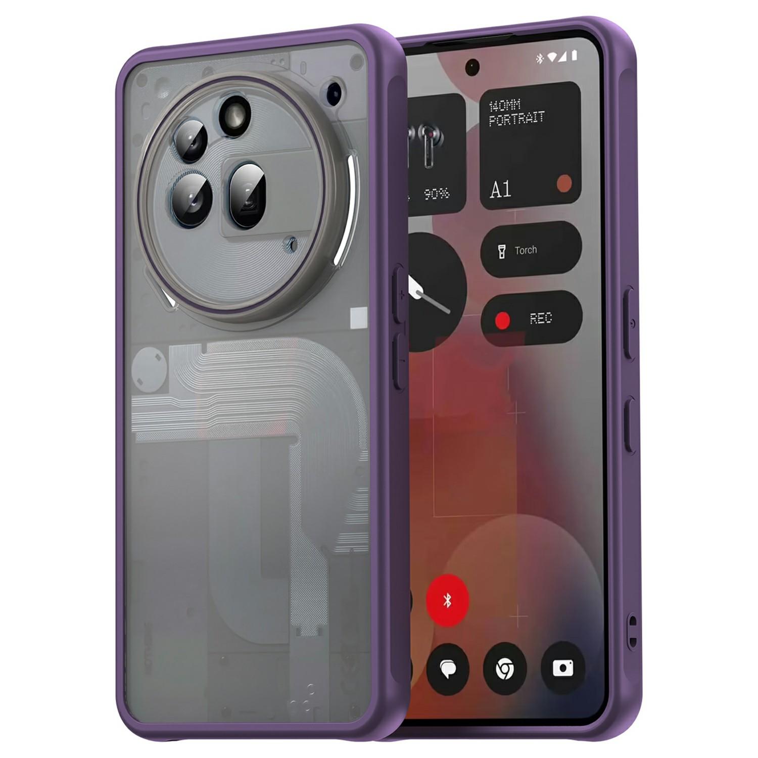 

For Nothing Phone (3a) Pro Case Drop Proof Airbags Frosted Translucent PC+TPU Phone Back Cover Purple