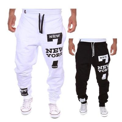 Mens Printed Joggers Casual Cotton Long Pants New Sports Trousers Fitness Pants