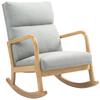 Linen Upholstered Rocking Chair Rocking Chair with Rubber Wood Legs and Armrests Load 150 Kg Grey