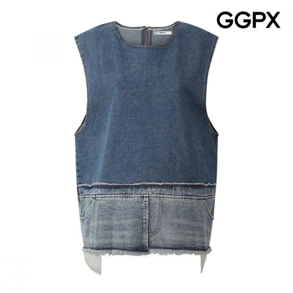 Ggpx New York Fringe Denim Vest Gq5vt001f Blue/F