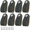 Set of 8 Black PU Leather Handles for Furniture - Door Pulls with Screws Included