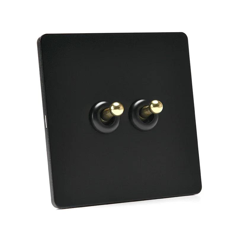 Depoguye High quality retro European lamp switch socket, stainless steel brass toggle switch plate, household wall lamp switch