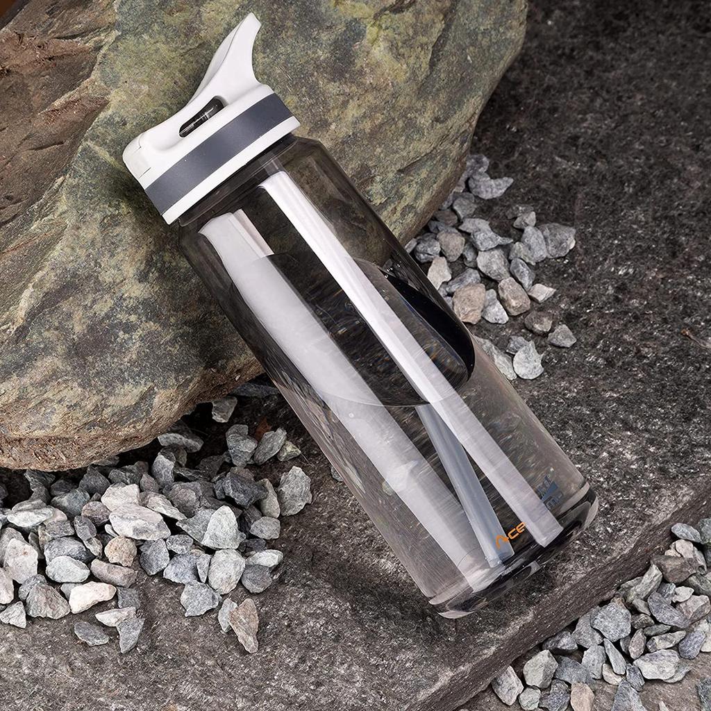AceCamp BPA-Free 800ml Large Capacity Water Bottle, TRITAN Plastic Straw Bottle, Sports, Gray