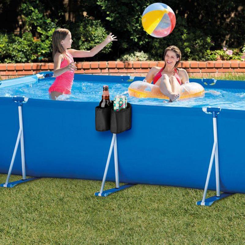 Poolzaun Becherhalter Pool Handlauf Aufbewahrungstasche Hohlboden Wasserflaschen-Halterung für Poolgeländer Trinkbecher