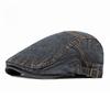 Unisex Spring Summer Washed Denim Beret British Retro Flat Cap Breathable Newsboy Hat for Men Women Artistic Painter Forward Cap Adjustable
