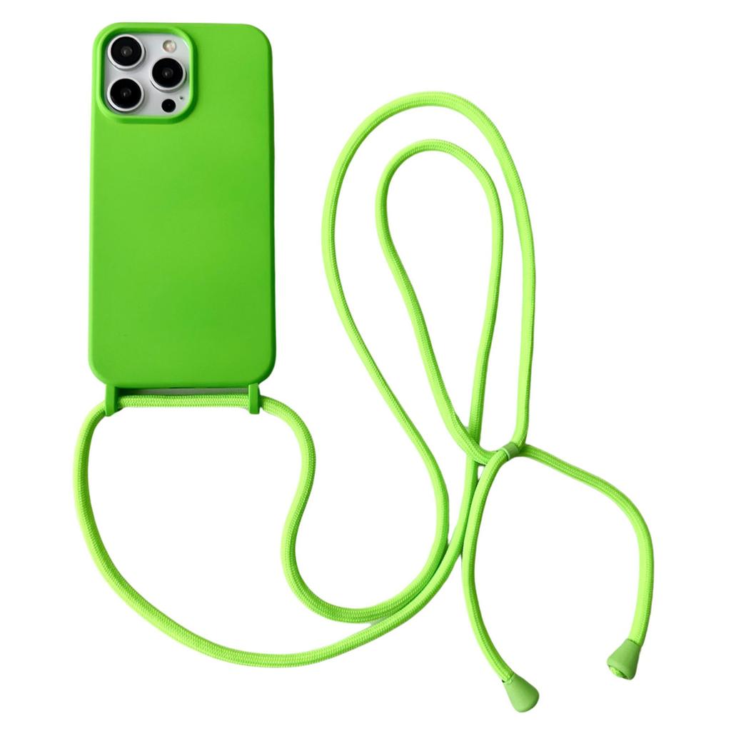 For iPhone 15 Pro Case Liquid Silicone Anti-Scratch Phone Cover with Adjustable Neck Cord