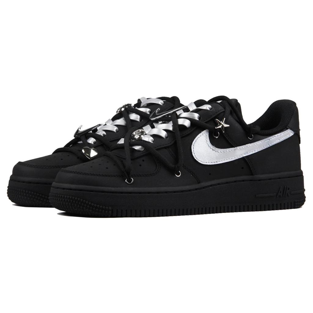 Nike Air Force 1 Black Warrior Thermal Coverage Low top Skateboard Shoes Women's Matte Black Silver DD8959-001(TeamJ-)