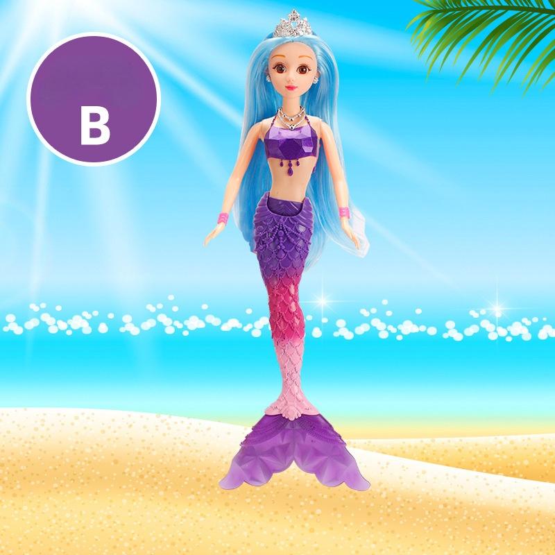 35CM Mini Colorful Glare Music Mermaid Princess Doll Girls Toy 3D Big Eyes BJD Princess Full Outfits Dresses Collection Childrens Doll Gift
