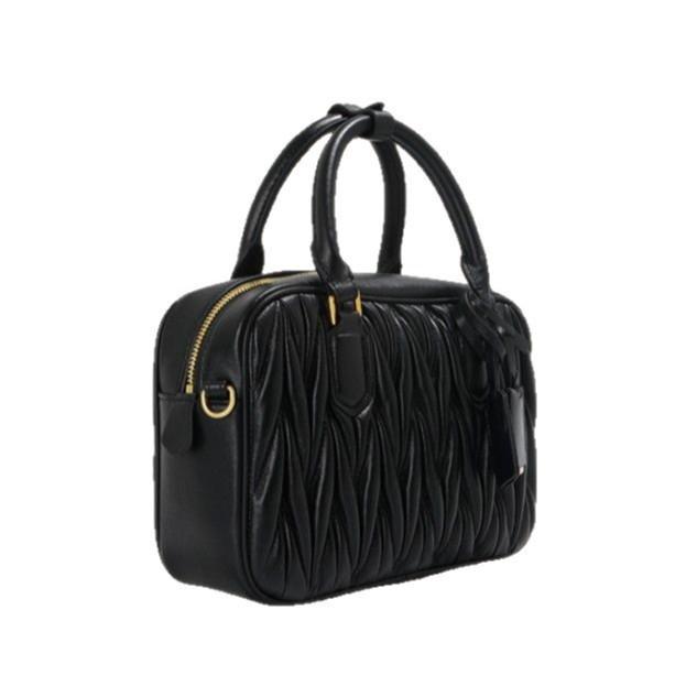 

Новая плиссированная мини-сумка для боулинга из овчины, сумка Boston, переносная сумка-подушка, высококачественная сумка через плечо для женщин чёрный