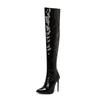 New Women's Boots  Red Heels Over The Knee Boot Sexy Patent Leather Side Zipper Nightclub Dance Long Boots Party Women Shoes