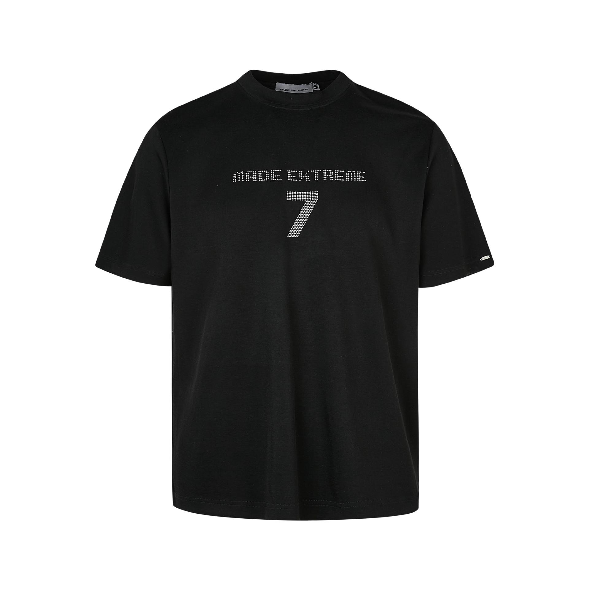 

MADEEXTREME Men s Loose Fit Hotfix Letter Short Sleeve T-shirt S