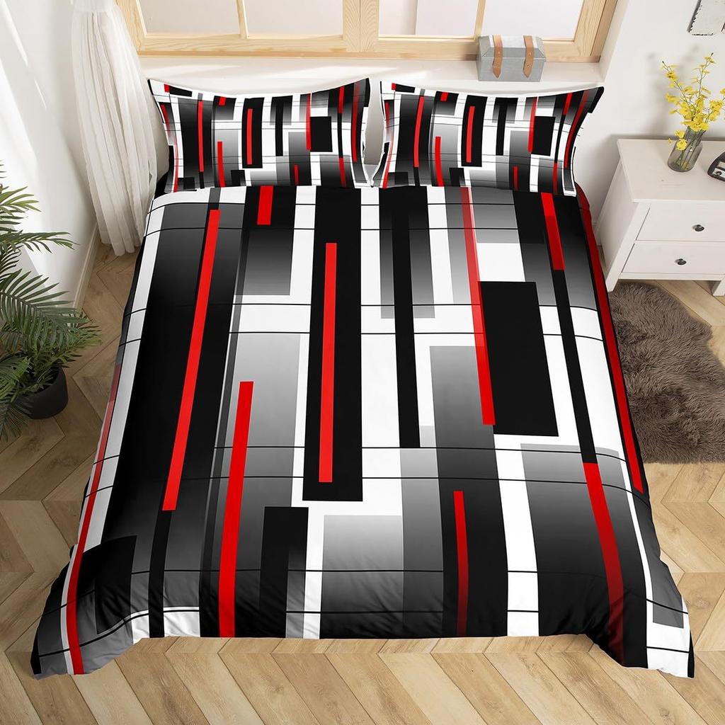 Black Purple Abstract Lines Three-Piece Quilt Cover 3D Digital Printing Bedding Set Bed Cover
