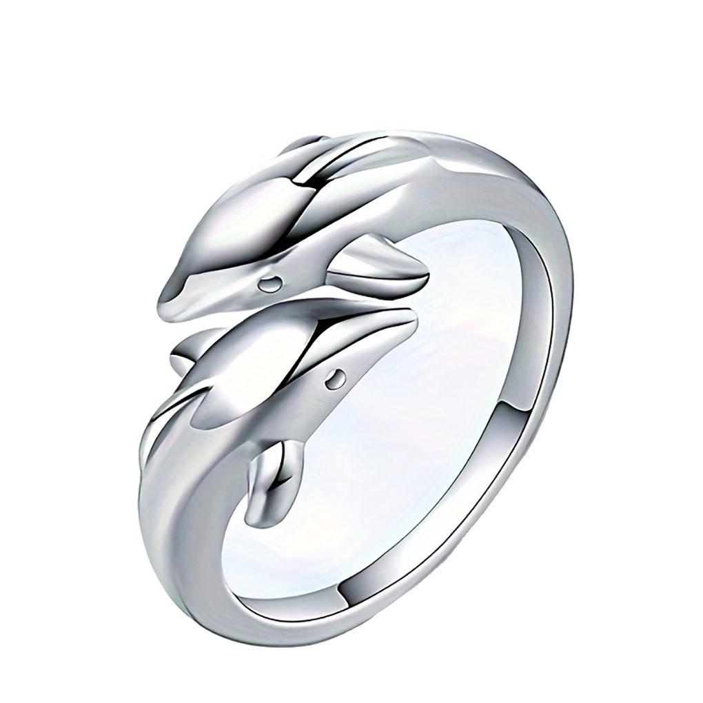 Europejski i Amerykański Kreatywny Otwarty Pierścionek Rekin dla Mężczyzn i Kobiet - Unikalna Biżuteria Mody