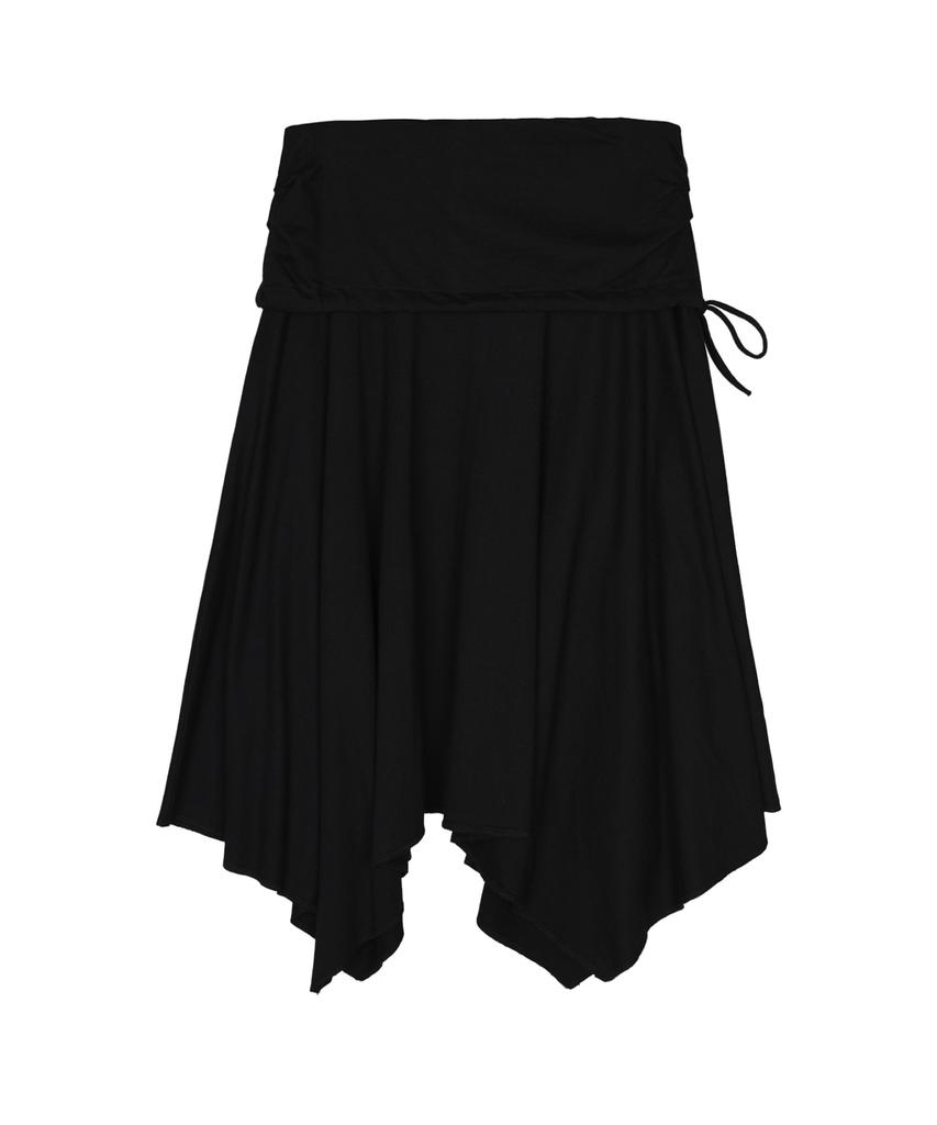 Nigaennikol Shirring Flare Midi Skirt_Black