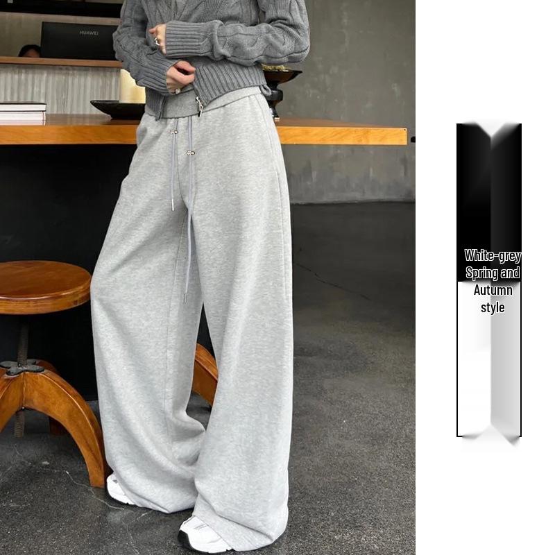 

Maternity Drawstring Wide-Leg Sweatpants - Spring/Autumn 2025 Casual Loose-Fit X-Large білий/сірий колір