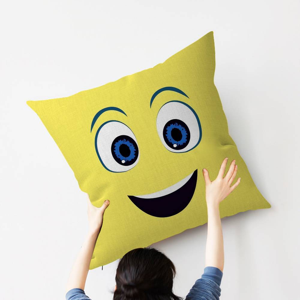 CARTOON ANGRY Funny Face Eyes Maple Design Cushion Cover Happy Autumn Harvest decor Holiday Decorati Pillow Cover