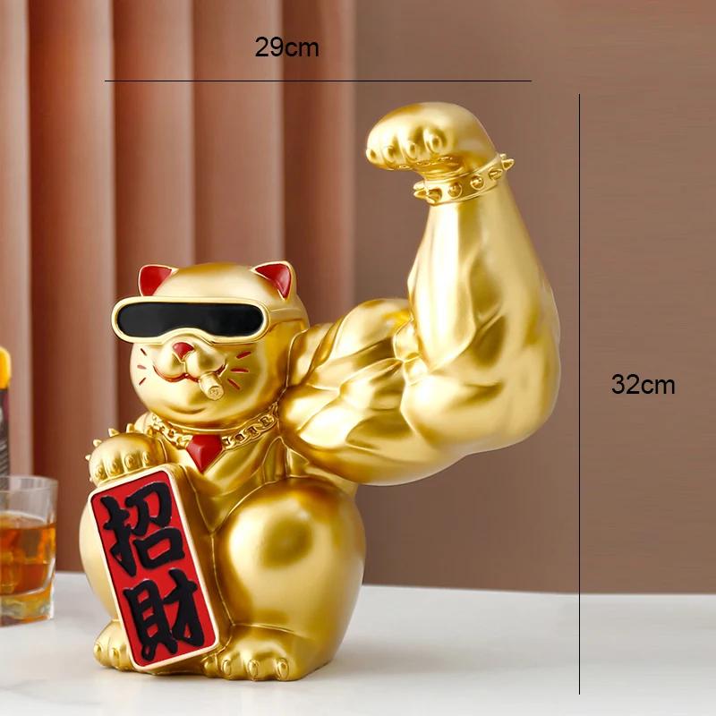 Decoration Crafts Figurines Kirin Arm Robbery Ornament Powerful Muscle Decoration Sculpture Cat Moving Home Cashier Opening Gift