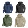 Men Fall Winter Hoodie with Pocket Drawstring Half Zipper Hooded Vintage Style Long Sleeves Solid Color Mid Length Loose Casual Daily Top