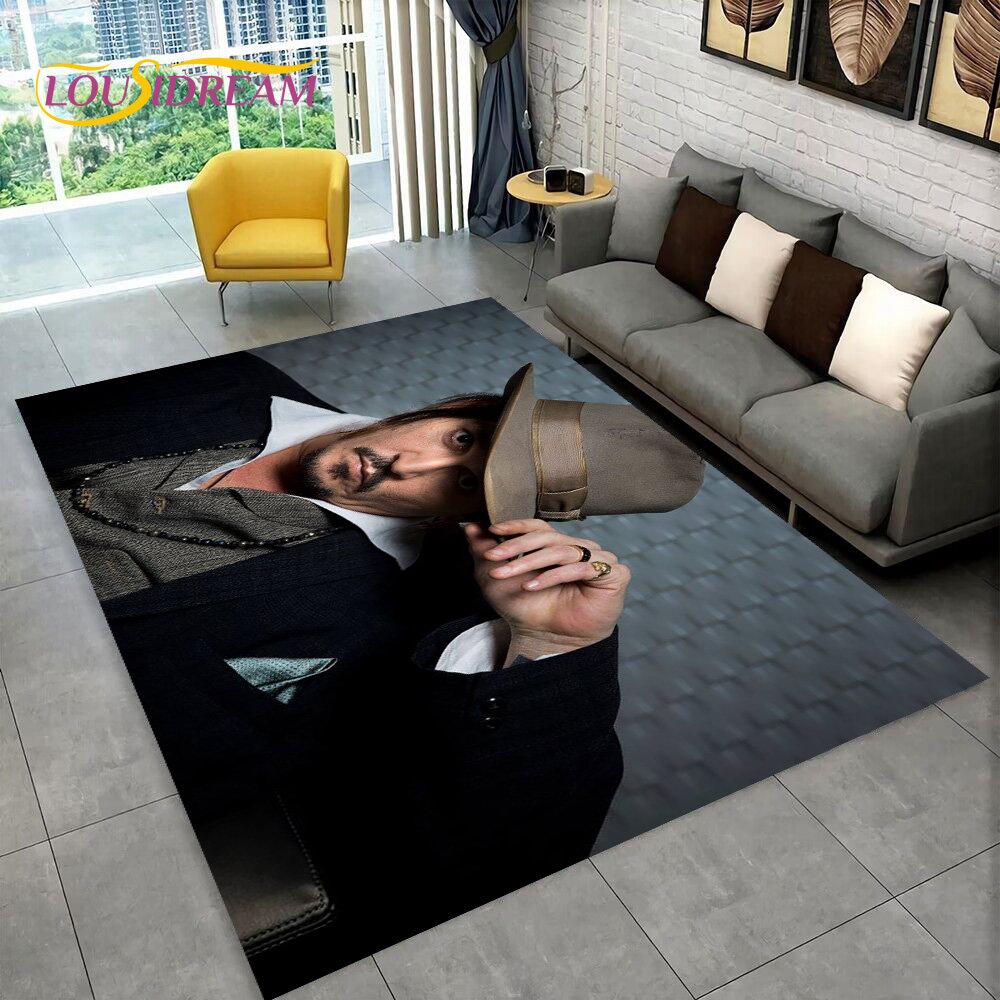 3D Printing Johnny Depp Series Area Rug,Carpet Rug for Home Living Room Bedroom Sofa Doormat Kitchen Decor,Non-slip Floor Mat HD