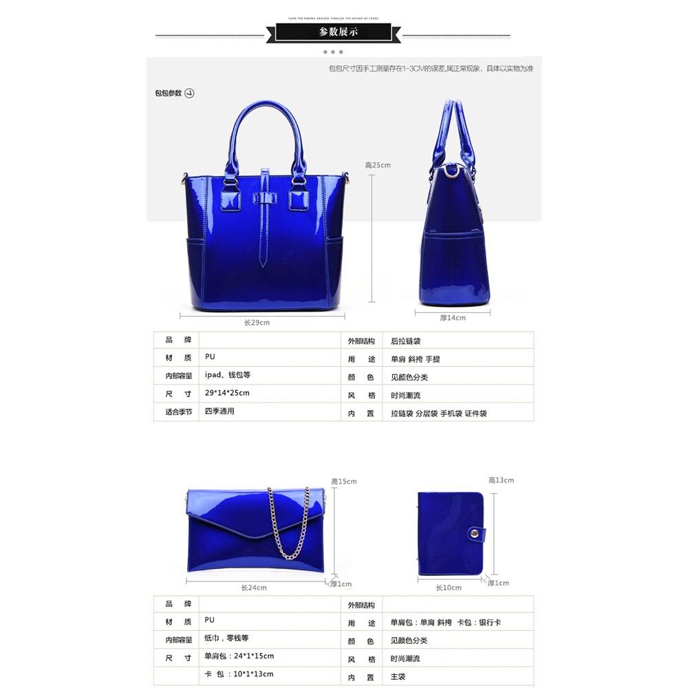 Three Piece Set Of Mother-in-law Bag, Patent Leather Fashionable Handbag, Shoulder Bag, Card Bag For Women