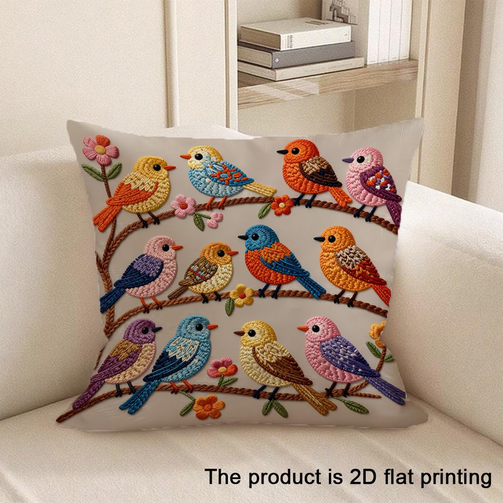 Horse Dog Owl Giraffe Embroidered Style Printed Pillow Cover Plush Polyester Cushion Case 2D Flat Printing Pillowcase Home Decor