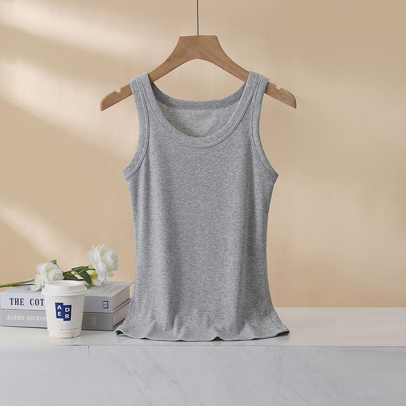 

Женская классическая майка-борцовка из рубчатого хлопка 2025: Скрывающая майка-основа и летняя верхняя одежда Extra Large хизер серый