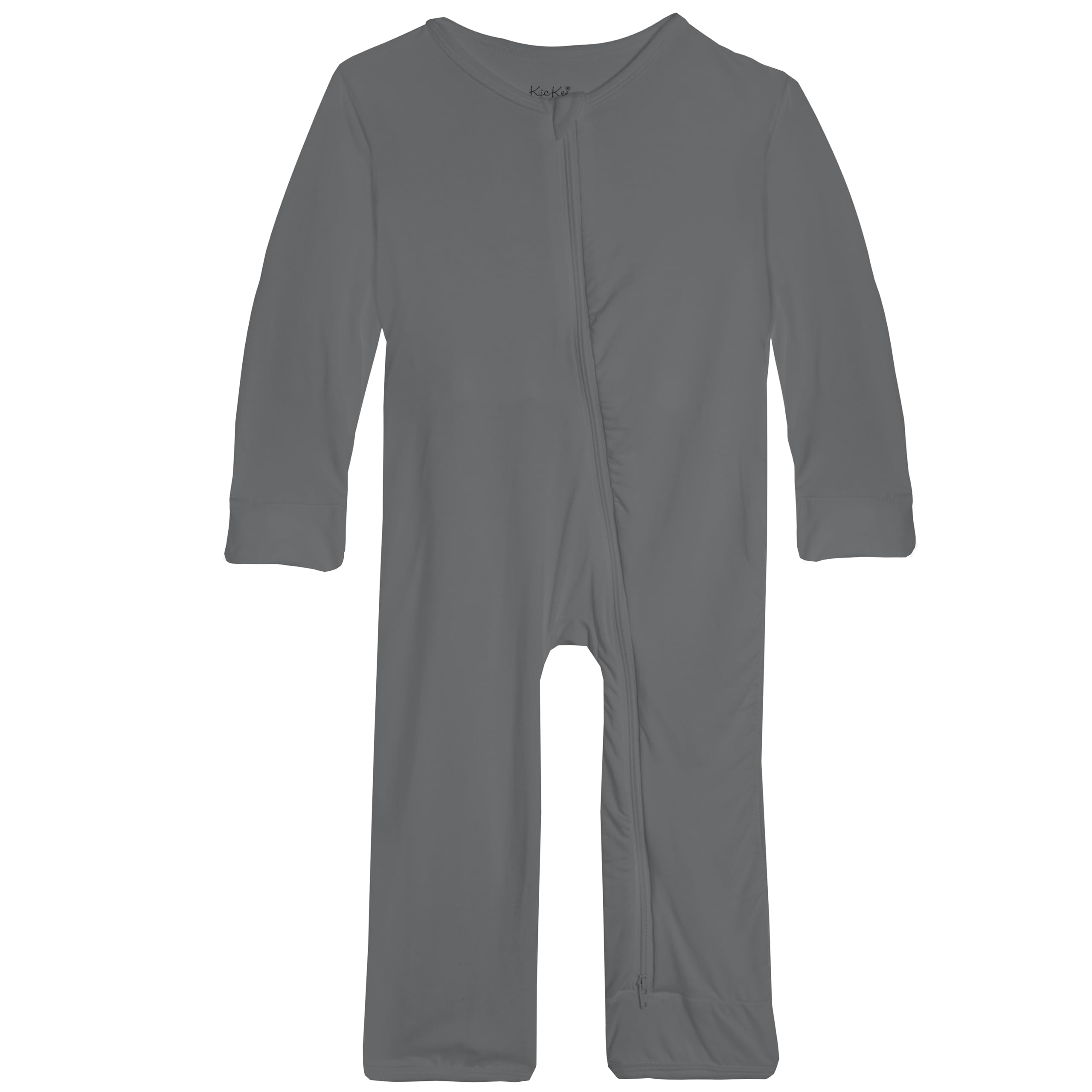 

KICKEE Coverall Solid Long Front Opening Size Romper, Color, 2-Way Zipper, Sleeves, Newborn, Baby, Kids, Loungewear, Sleepwear, (Stone, 80)