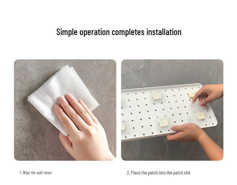 Wall-Mounted No-Drill Pegboard Storage Shelf for Kitchen and Dorm Room