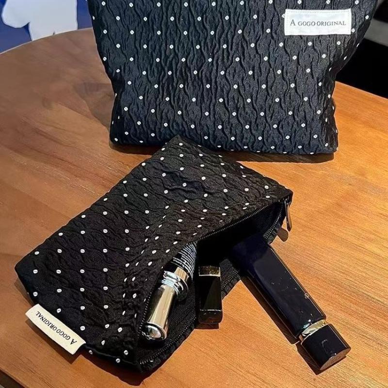 Black Dots Cosmetic Bag Women Makeup Bag Travel Wash Bag Female Travel Storage Bag Women Make Up Bag Organizer Toilet Bag Clutch