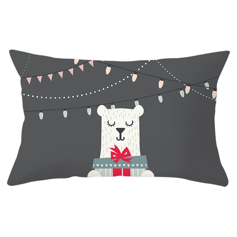 New Christmas Peach Skin Lumbar Pillowcase Cartoon Print Series Sofa Cushion Cover Throw Pillow Cover