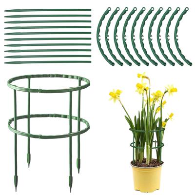 10 Stück Pflanzenstützstäbe Verbindbare Blumenstützrahmen Verstellbare Gartenpflanzen Rankgitter Schutz für Kletterpflanzen Gemüse Blumen