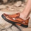 New Handmade Summer Sandals Men Breathable Leather Shoes Man Outdoor Men Sandals Antiskid Beach Sandals Hollow Shoes Fashion