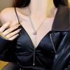 Pullable flash diamond pearl long necklace niche new design sense premium collarbone chain neck chain tide