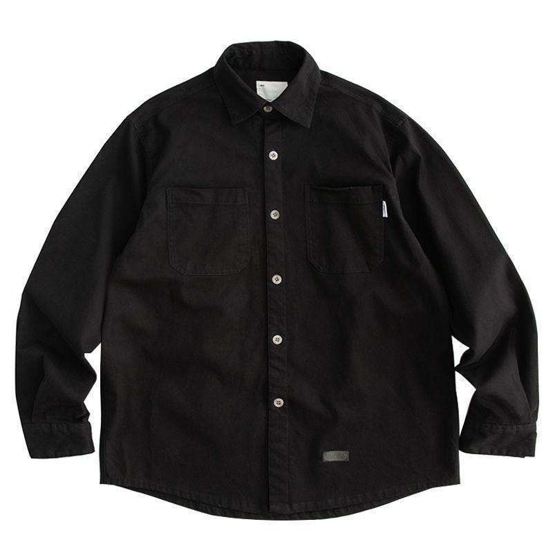 Japanese Vintage Work Shirt Men's Long Sleeve Loose Pocket Casual Single Breasted Shirts