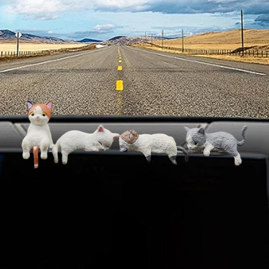 Zibeem Little Cat Figurine, Cat Figurine | Cat Figurine 4X Cute Little Sleeping Cat