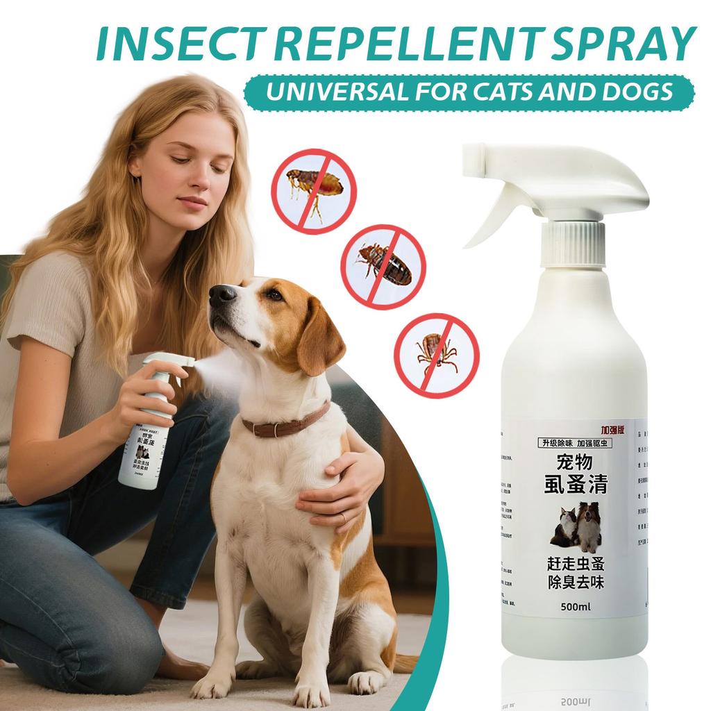 Pet Flea Removal Cat And Dog External Deworming Tick Flea Lice Non-pesticide Strong Insect Repellents Spray Deodorant1*500ml