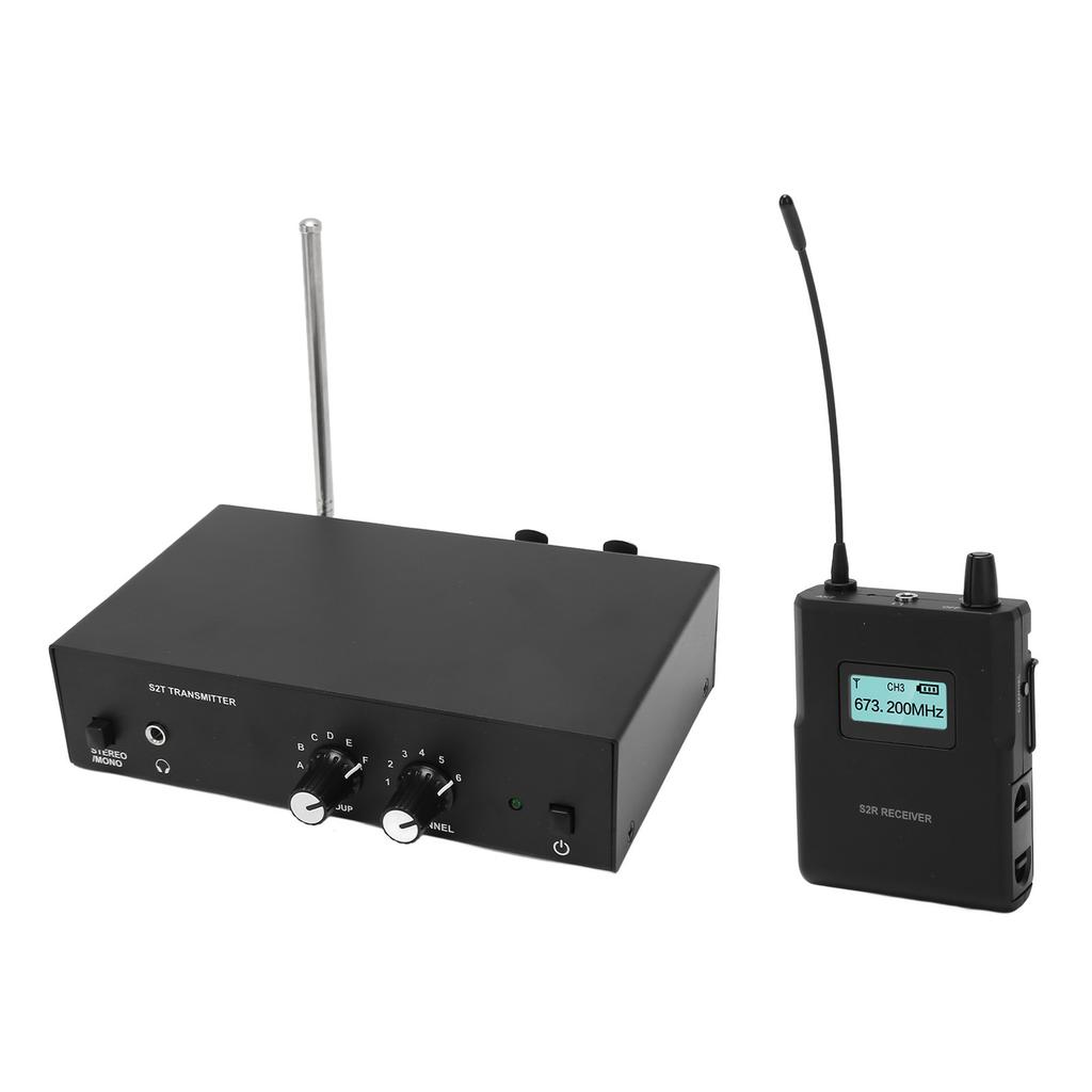 Wireless Monitor System 526MHz to 535MHz Stereo Ear Monitor Transmitter Receiver for Live Streaming
