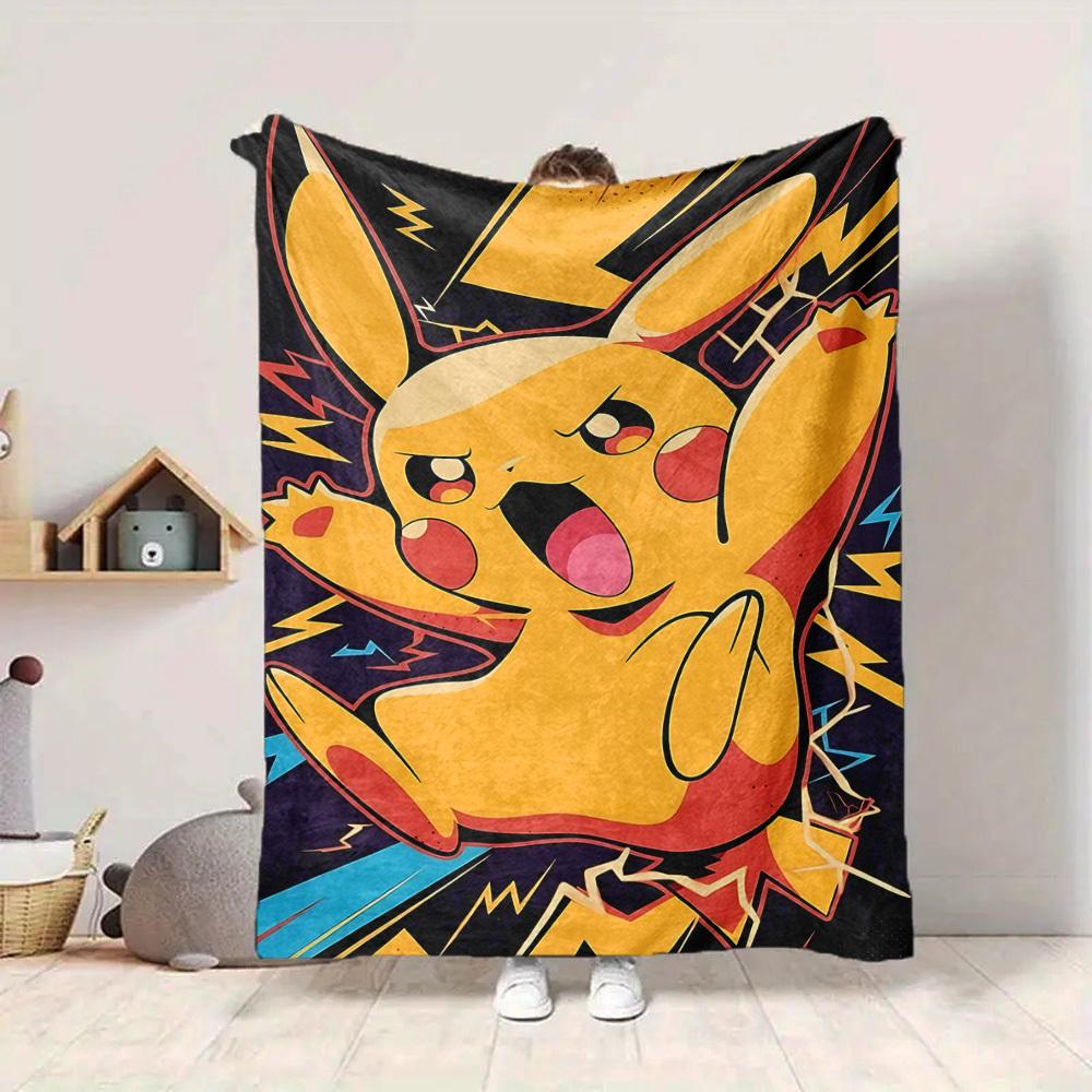 1pc Pikachu Electric Soft Skin-Friendly Flannel Blanket with Digital Printing, Various Sizes Available for Family, Friends, Birthday029 130cmx150cm