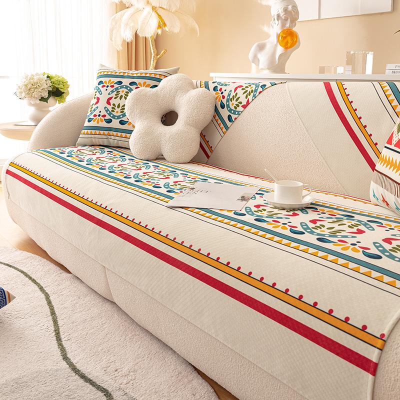 Sofa Kissen Vier Jahreszeiten Universal Böhmischer Ins Stil Rückenlehne Handtuchbezug Stoff All-Inclusive Rutschfester Sofaüberwurf Handtuch Verdickt
