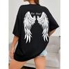 Dark Angel Wing Hot Sale Graphic Printed TShirts for Women Loose Oversized Clothing Hip Hop Street Tshirt Cotton Short Sleeves