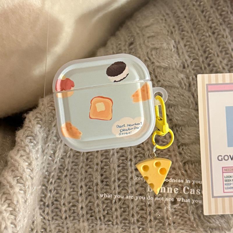 Cartoon Yellow Cream Cheese Bread Earphone Case for AirPods Pro 3 2 Headset Protective Cover For Air Pods 4 3 2 1 With Cartoon Cheese Star Pendant