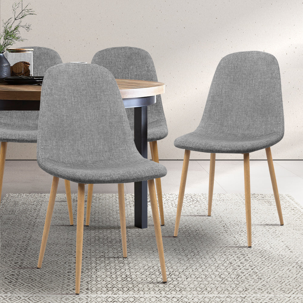 Dining Chairs Artiss Set Of 4 Adamas Fabric Light Grey